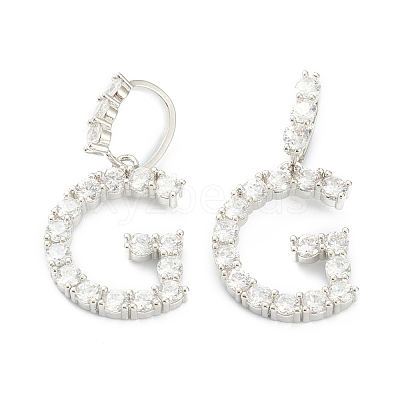 Brass Micro Pave Clear Cubic Zirconia Pendants ZIRC-J039-18P-G-1