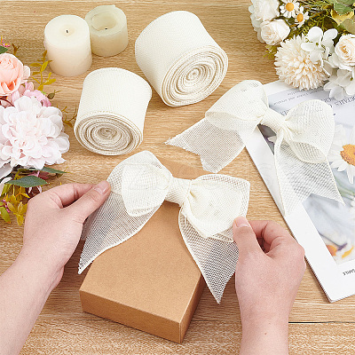10 Yards Burlap Ribbons SRIB-WH0026-11A-1