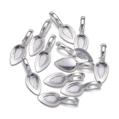 Tibetan Style Alloy Glue-on Flat Pad Bails TIBEP-AB3348Y-S-NF-1