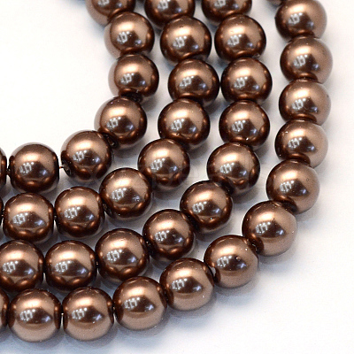 Baking Paint Pearlized Glass Pearl Round Bead Strands X-HY-Q330-8mm-52-1
