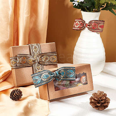 3 Rolls 3 Colors Ethnic Style Embroidery Polyester Ribbons OCOR-PH0001-22-1