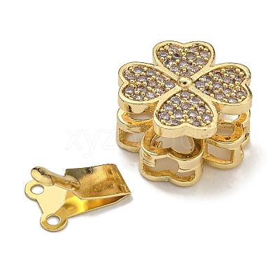 Brass Micro Pave Cubic Zirconia Box Clasps KK-U037-23G-02-1