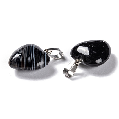 Natural Dyed & Heated Black Agate Pendants G-I311-A16-1