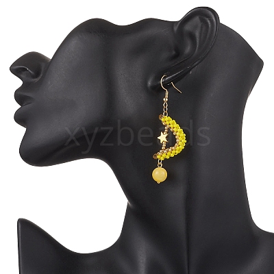 Natural Mashan Jade Dangle Earrings EJEW-MZ00544-02-1