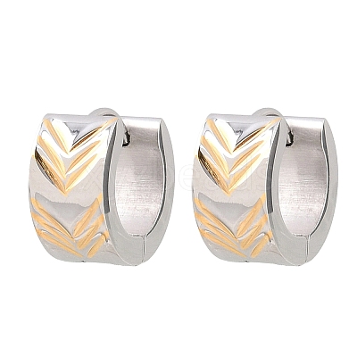 Two Tone 304 Stainless Steel Stripe Hoop Earrings EJEW-L307-04GP-02-1