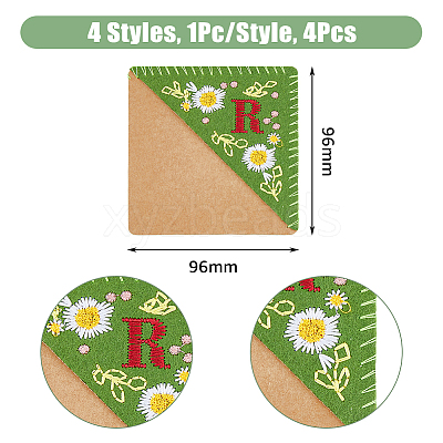 4Pcs 4 Style Felt Embroidery Bookmarks FIND-HY0003-46R-1