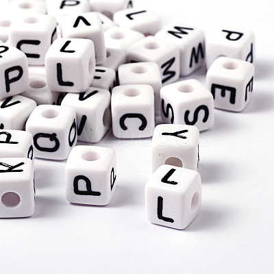 Chunky Letter Acrylic Cube Beads for Kids Jewelry X-PL37C9447-1
