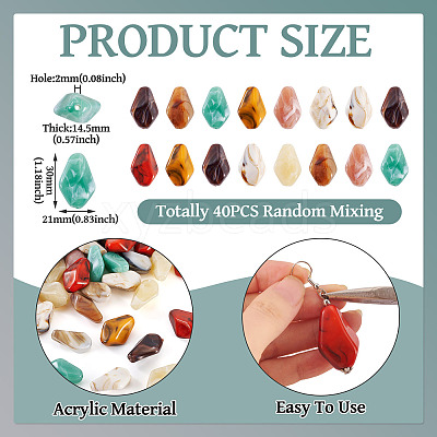 40Pcs Opaque Acrylic Beads OACR-TA0004-38-1