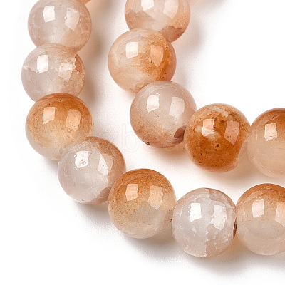 Crackle Baking Paint Imitation Jade Glass Beads Strands DGLA-T003-6mm-08-1