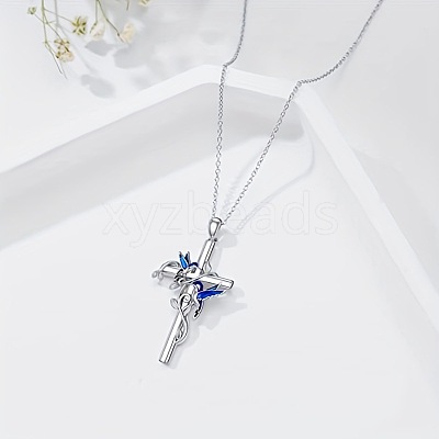 Cross with Bird Alloy Enamel Pendant Necklaces & Dangle Earrings Sets FS-WG79AEB-02-1