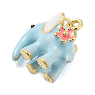 Elephant Rack Plating Brass Enamel Pendants KK-Q804-16G-1