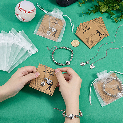 Alloy CCB Plastic Bead Baseball Link Bracelets HJEW-PH02411-1
