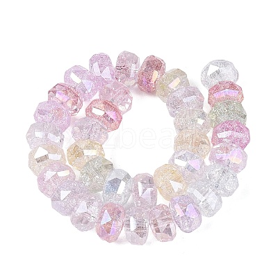 Electroplate Transparent Crackle Glass Beads Strands EGLA-Q135-01A-B01-1