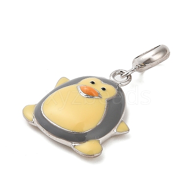 Rhodium Plated 925 Sterling Silver Enamel European Dangle Charms STER-P062-01C-02-1