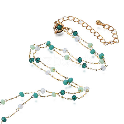 Glass Faceted Round Beaded Chains CHS-N003-07-1