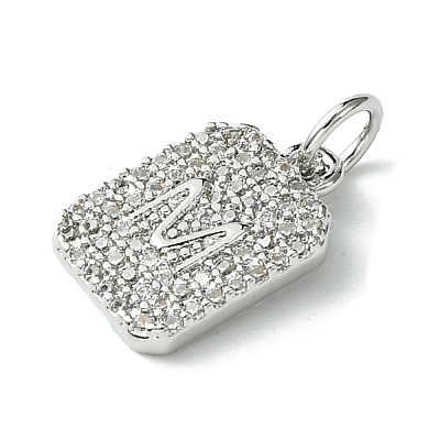 Rack Plating Brass Micro Pave Clear Cubic Zirconia Charms KK-G501-01M-P-1