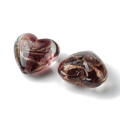 Handmade Gold Sand Lampwork Beads FOIL-B001-06-1