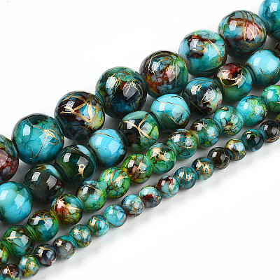 Baking Paint Glass Beads Strands DGLA-N003-4mm-B08-1