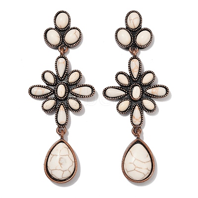 Alloy Synthetic Turquoise Dangle Stud Earrings EJEW-U053-06R-1