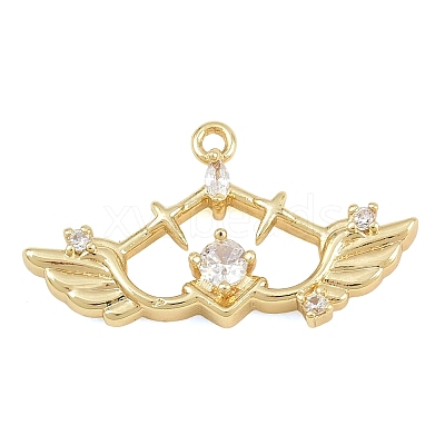 Brass Micro Pave Clear Cubic Zirconia Pendants CU-CBA0565-10G-1