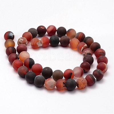 Frosted Natural Agate Beads Strands G-F365-6mm-01-1