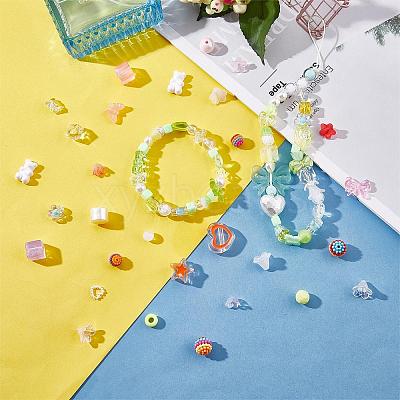 150 Pieces Random Rose Acrylic Beads Bear Pastel Spacer Beads Butterfly Loose Beads for Jewelry Keychain Phone Lanyard Making JX543A-1