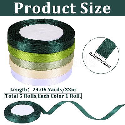 5 Rolls 5 Colors Polyester Ribbon OCOR-CP0001-26B-1