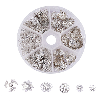 540Pcs 6 Style Iron Bead Caps IFIN-CJ0001-58-1
