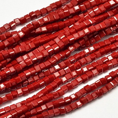 Faceted Cube Glass Beads Strands EGLA-J133-C02-1