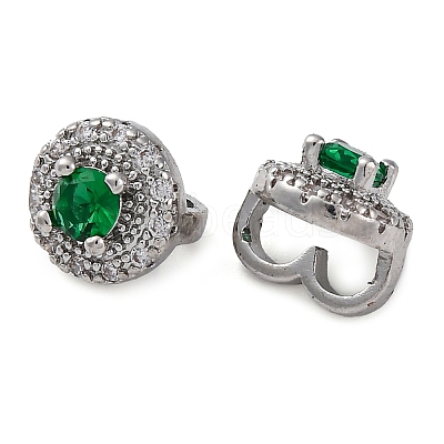 Brass Micro Pave Cubic Zirconia Clasps KK-Z089-08P-1
