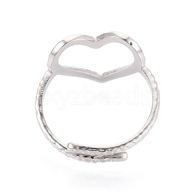 Non-Tarnish 304 Stainless Steel Heart Cuff Ring LS-RJEW-N038-123P-1