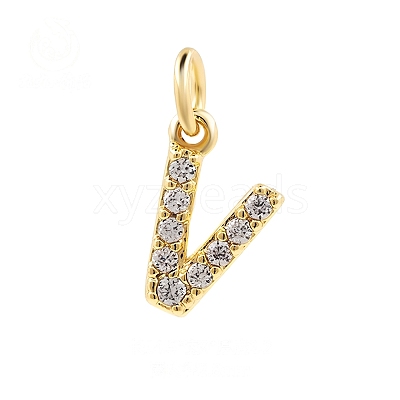 Brass Cubic Zirconia Pendants with Jump Rings FIND-PW0024-09V-1