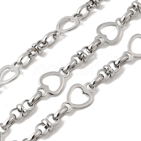 304 Stainless Steel Heart Link Chains CHS-K024-04P-1