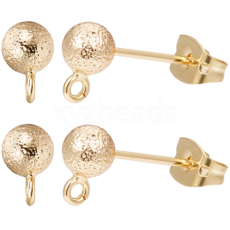 Beebeecraft 10pcs Brass Ball Stud Earring Findings KK-BBC0011-13-1