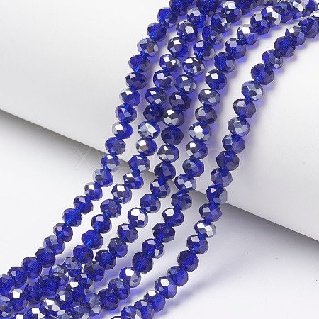 Electroplate Transparent Glass Beads Strands EGLA-A034-T4mm-E14-1