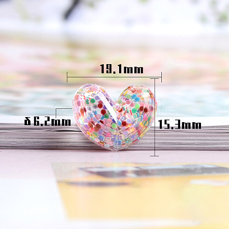 Transparent Resin Cabochons HEAR-PW0002-015-1