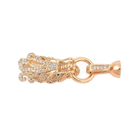 Brass Micro Pave Cubic Zirconia Fold Over Clasps KK-L223-003G-1