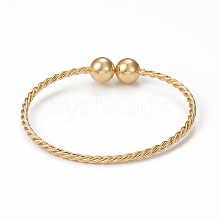 Classic Rack Plating Brass Bead Bangles BJEW-E071-11G-1