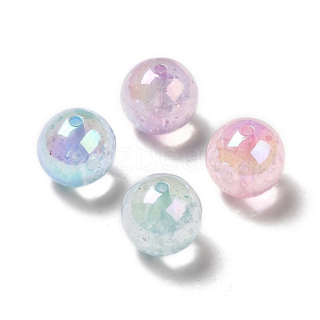 UV Plating Transparent Rainbow Iridescent Acrylic Beads PACR-M001-09-1