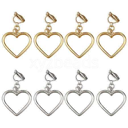 4 Pairs 2 Colors Iron Alloy Clip-on Earrings EJEW-HY0001-38-1