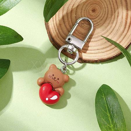 Bear Opaque Resin Pendant Decoration HJEW-JM02664-01-1