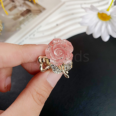 Mini Sequins Rose Alloy Claw Hair Clips PW-WG8F879-02-1