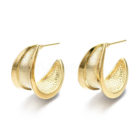 Semicircular Brass Half Hoop Earrings KK-S356-355-NF-1