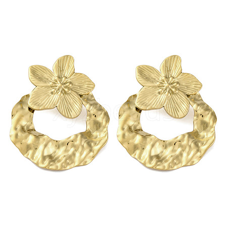 304 Stainless Steel Flower Theme Stud Earrings For Women EJEW-B110-04G-05-1