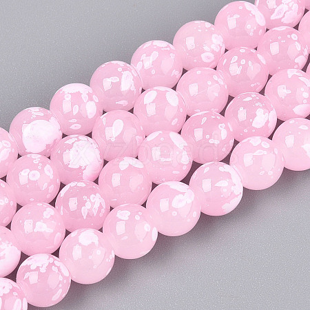 Baking Paint Glass Beads Strands DGLA-N015-8mm-02-1