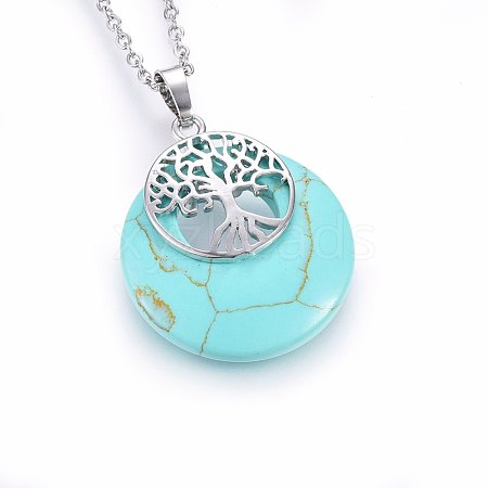 Synthetic Turquoise Pendant Necklaces NJEW-P228-A05-1