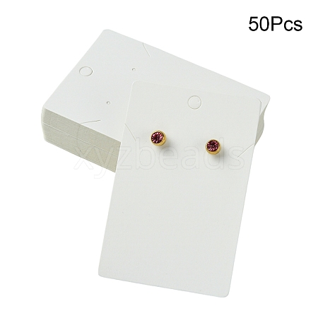 50Pcs Rectangle Kraft Paper One Pair Earring Display Cards with Hanging Hole CDIS-YW0001-16B-1