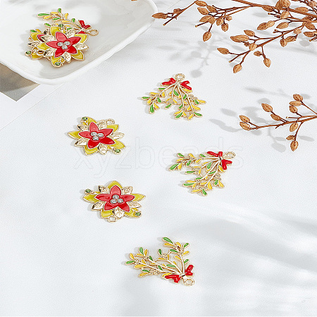 8Pcs 2 Colors Rack Plating Alloy Enamel Pendants ENAM-LP0002-46-1