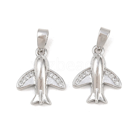 Brass Micro Pave Clear Cubic Zirconia Pendants KK-G549-18B-P-1