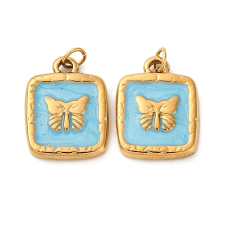 304 Stainless Steel Enamel Pendants STAS-U061-37G-A04-1